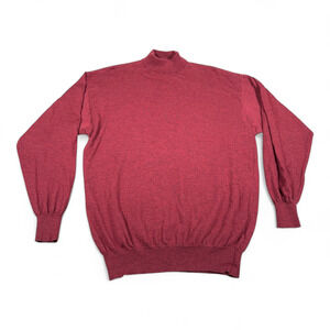 Vintage Bachrach Sweater Adult LARGE Red Merino Wool Italian Made Roll Neck 90s